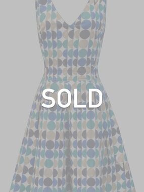 SOLD!! Banana Republic Geo Polka Dot Fit&Flare Dress–Blue/Green/Tan/Black–Size14